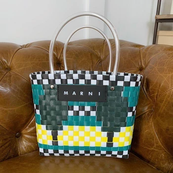 

Quality Handmade Woven Handbag for Women 2020 New marni brand Shoulder Casual Shopping Totes Ladies Designer Bag Sac Luxe Femme