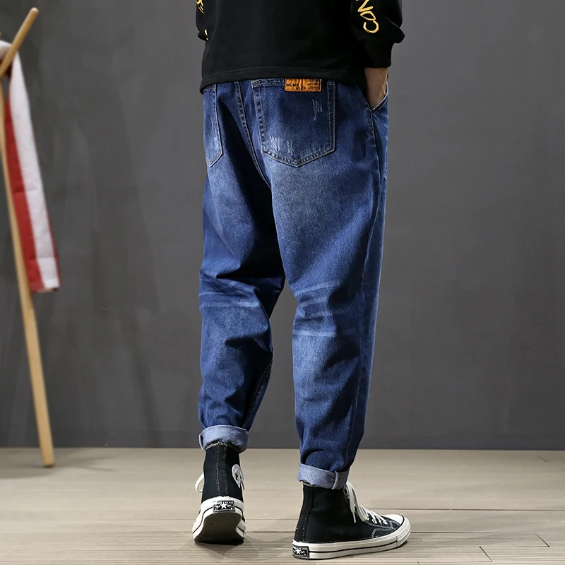 Fashion Streetwear Men Jeans Loose Fit Retro Wash Gray Color Harem Jeans Men Cargo Pants Korean 2