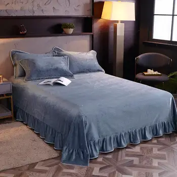 

1 Pc Bed Linen Flannel Warm Bed Sheet For Winter Soft Sheet Single/Queen/King Coral Flannel Flat Sheet Fleece Size Sets