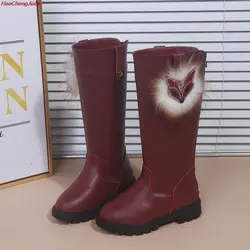Осенне-зимние ботинки для детей для девочек, мягкие из искусственной кожи с рисунком из мультфильма детская одежда с украшением в виде