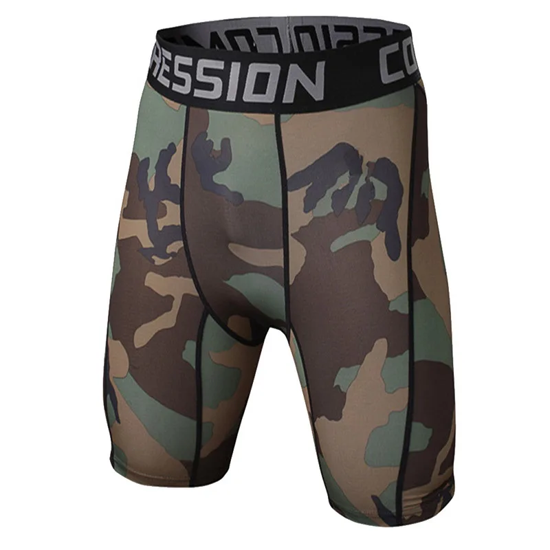 army green Модные мужские летние шорты с камуфляжным принтом, обтягивающие короткие брюки, повседневные быстросохнущие шорты для фитнеса, бодибилдинга, тренировок - Цвет: army green