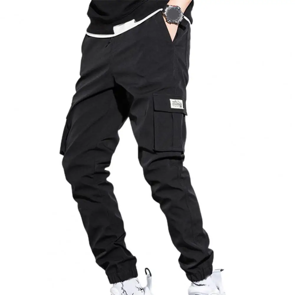 Men's Side Pockets Cargo Harem Pants Ribbons Black Hip Hop Casual Male Joggers Trousers Fashion Casual Streetwear Pants Big Size blue cargo pants Cargo Pants