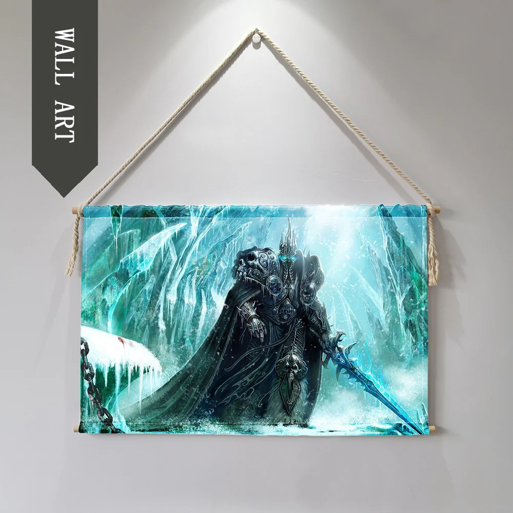 3 World of Warcrafts игра Lich King Висячие настенные художественные плакаты современные твердые деревянные ткани живопись вал прокрутки декоративные картины - Цвет: 3