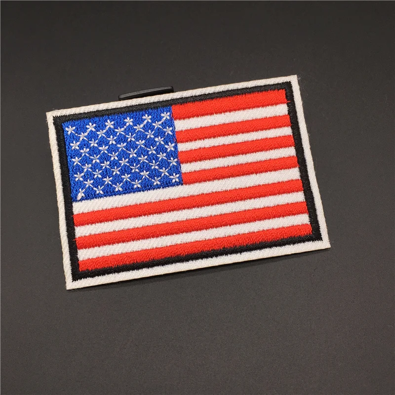 Set of US Army Military Strip & USA Flag, Iron or Sew on Embroidered Badge  Patch