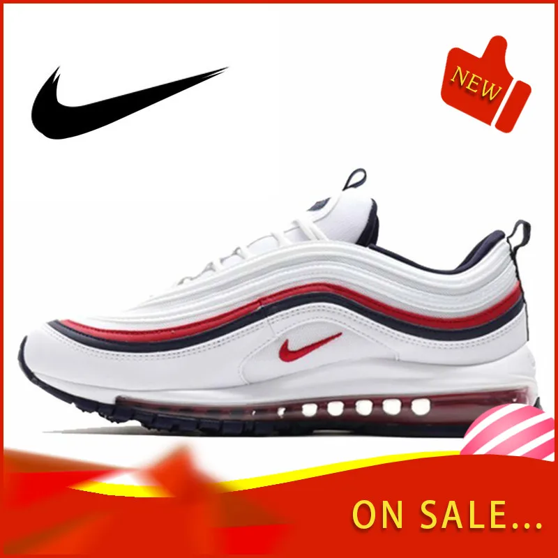 Pаспродажа Оригинальные подлинные мужские кроссовки для бега Nike Air Max 97 LX, модная спортивная обувь для улицы, дышащая удобная 2019, новинка 921733 102