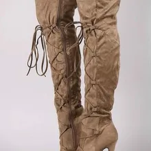 Женские ботфорты с острым носком на высоком каблуке со шнуровкой; туфли на шпильке; Женская обувь в гладиаторском стиле; Chaussure zapatos mujer; WXZ218