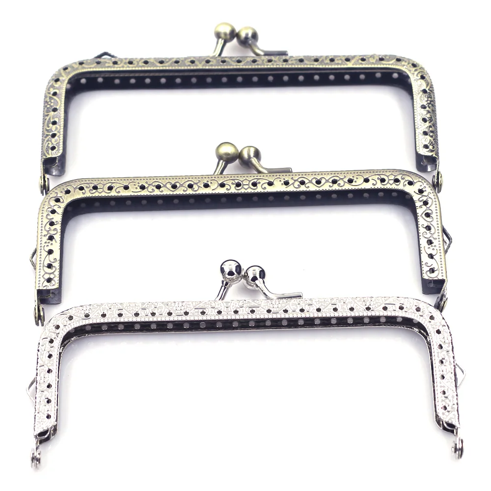 10Pcs 12.5cm Square Purse Frames Pouch Bag Kiss Clasps Clutch Buckle DIY Handbag Handle Lock Hardware Accessories Part 10pcs 9cm metal purse frame handle for clutch bag handbag accessories making kiss clasp lock square antique bronze hardware