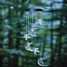 Солнечный ветряной колокольчик постоянного и солнечного цвета, изменяющийся ветряной колокольчик Звезда Луна светодиодный светильник солнечный садовый светильник