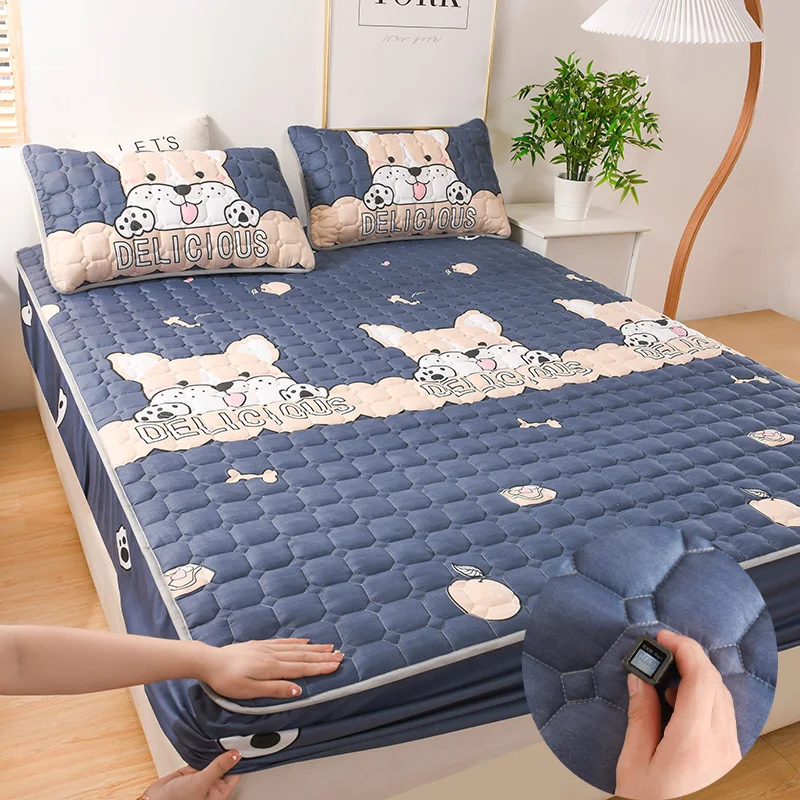 

Thick Cover Mattress Protector Bed Cover Queen Size Breathable Child Cute Mattress Cover Quilted King Including Pillowcase