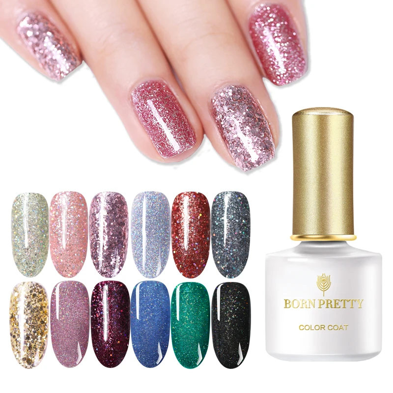 

BORN PRETTY 6ml Holo Laser Glittery Nail Gel Polish Shining Sequins Holographic Bling Soak Off Nail UV LED Gel Varnish Manicure