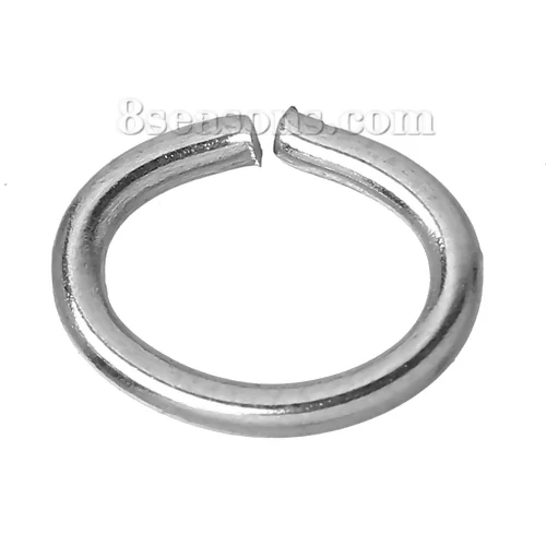 

Stainless Steel Opened Jump Rings Oval Silver Color 8.0mm( 3/8") x 6.0mm( 2/8"), 200 PCs