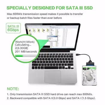 

USB 3.0 SATA 3 Cable To USB 3.0 Adapter Up To 6 Gbps Support 2.5 Inches External HDD SSD Hard Drive 22 Pin Sata III Cable TSLM1