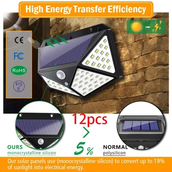 

oobest 100 LED Waterproof Solar Light Outdoor Solar Lamp PIR Motion Sensor Wall Light Solar Sunlight Powered Garden street light