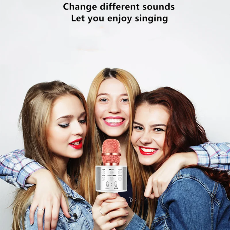 IMice WS858 профессиональный Bluetooth беспроводной микрофон динамик ручной караоке микрофон музыкальный плеер для вокала, с рекордером KTV Mic