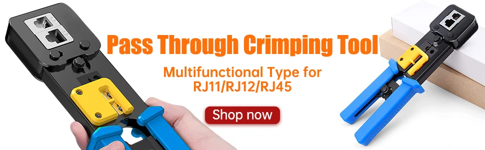 AMPCOM CAT6 CAT5E Pass Through RJ45 Modular Plug Network Connectors UTP 3/50μ Gold-Plated 8P8C Crimp End for Ethernet Cable AMPCOM CAT6 CAT5E Pass Through RJ45 Modular Plug Network Connectors UTP 3/50μ Gold-Plated 8P8C Crimp End for Ethernet Cable