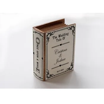 

Wooden unique ring box custom wedding engraved Ring Holder Ring Bearer box ring pillow Jewelry book Box engagement favors gift