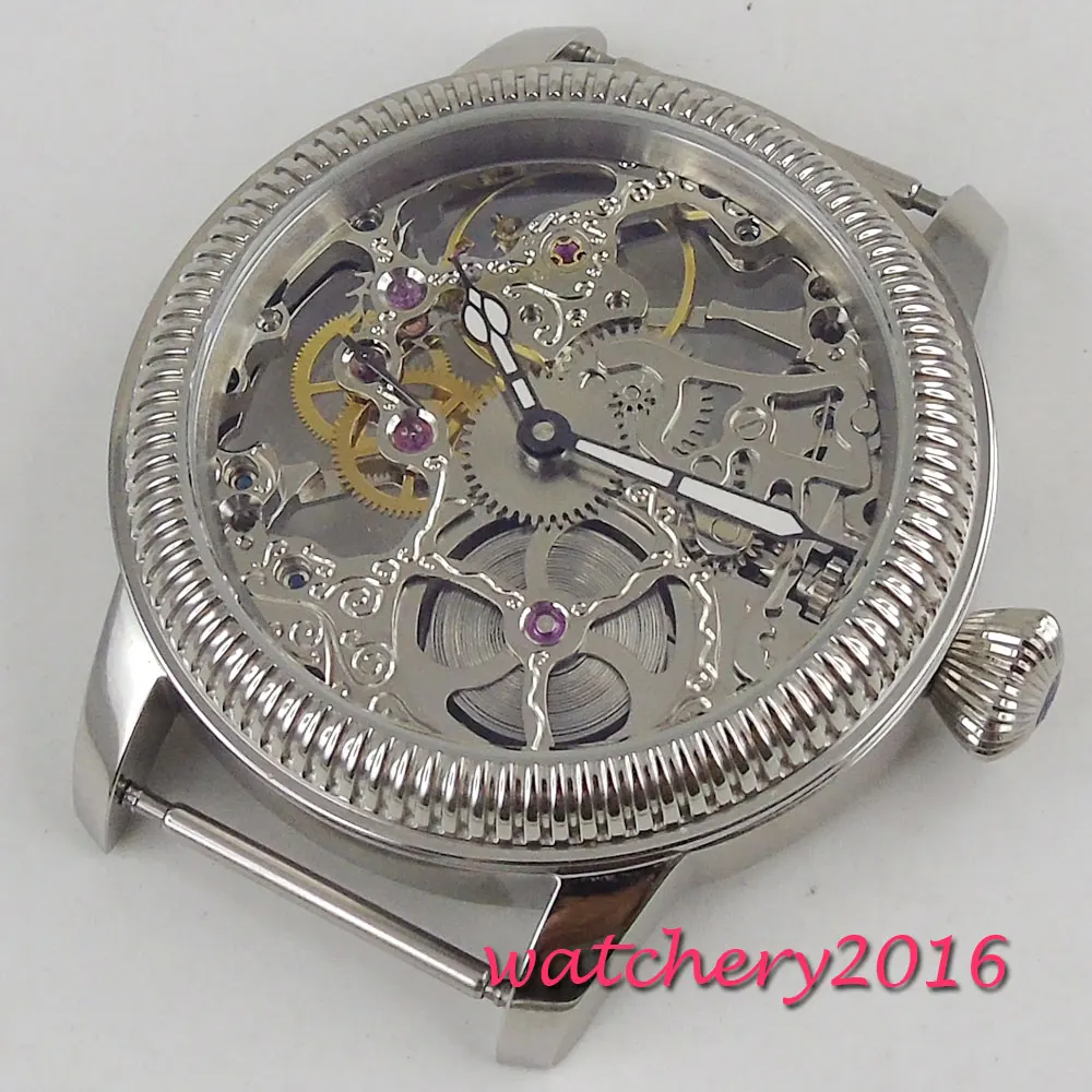 Silver full Skeleton 6497 17 Jewels add one 38.9mm dial hand winding movement 