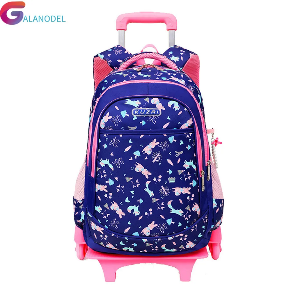 

2/6 Removable Children School Bags with New Wheels for Girls boys Trolley Backpack Kids Climbing stairs Wheeled Bag Backpack