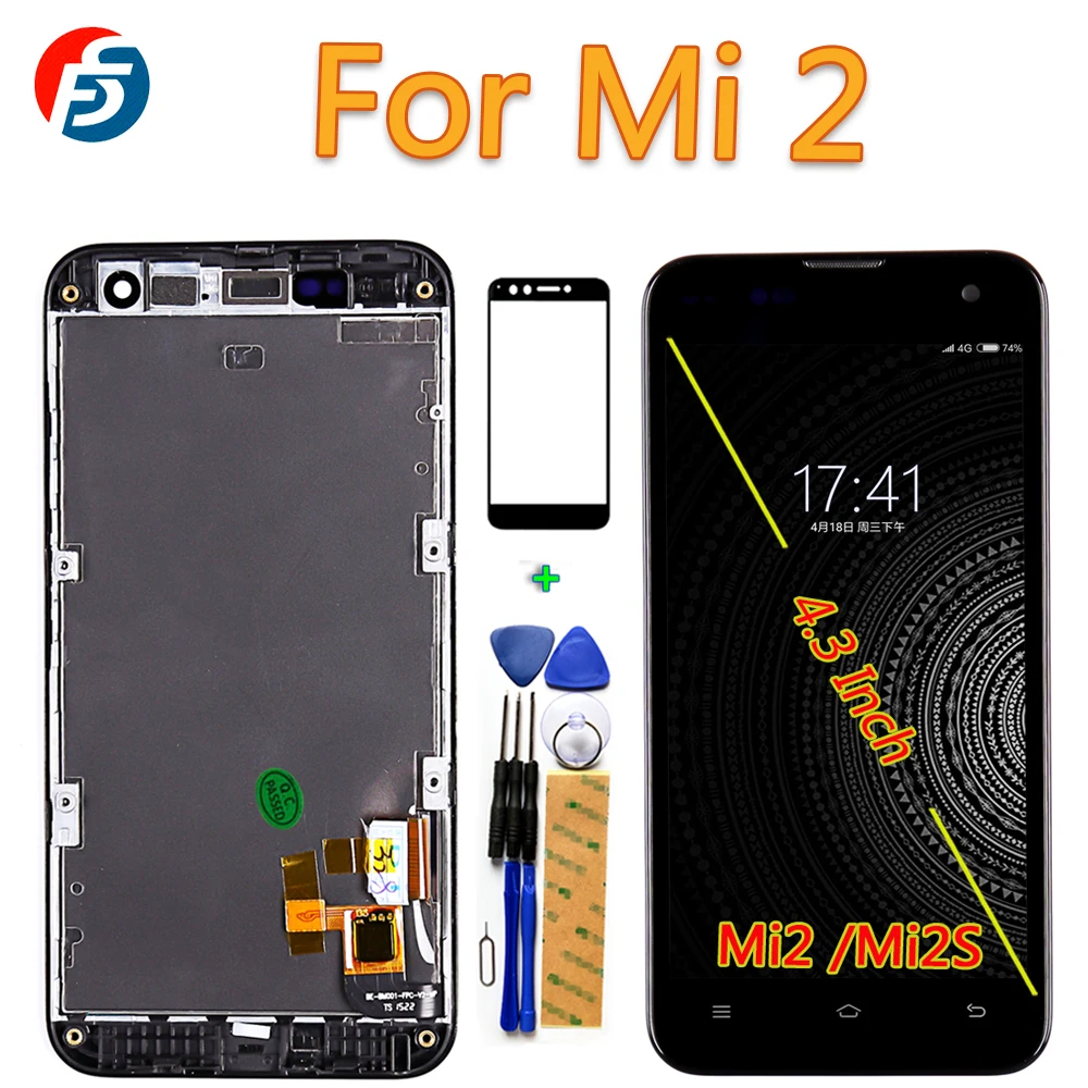 100% протестированный 4 3-дюймовый сенсорный экран для Xiaomi mi 2 mi2S mi2 ЖК-дисплей