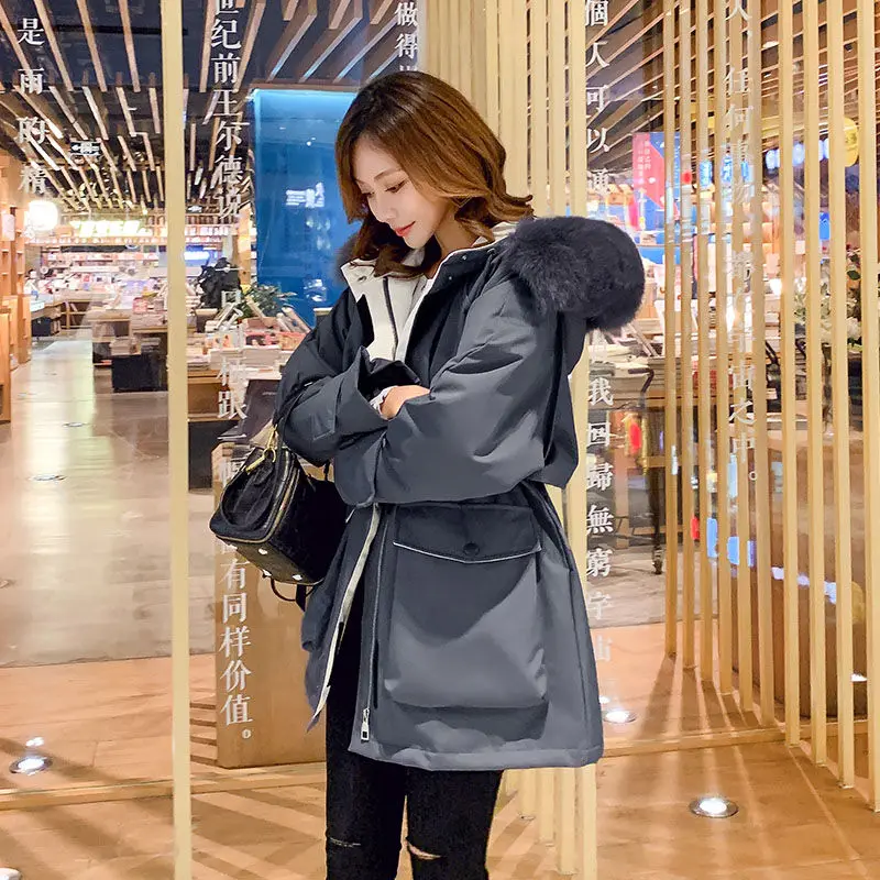 Женская зимняя модная куртка с воротником из натурального Лисьего меха 2020