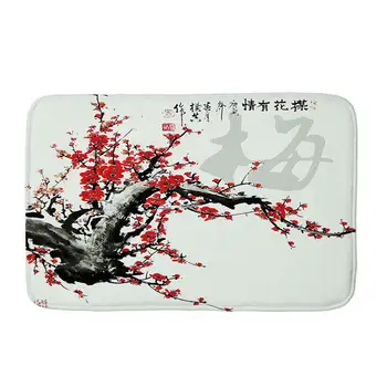 

Household traditional Chinese painting plum flower printing flannel mat door mat kitchen mat bathroom mat cushion cushion cover
