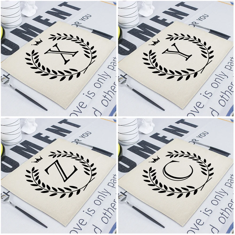 42*32cm Geometric Letter Placemats Wedding Napkin Drink Coaster Linen Mat Table Mat Kitchen Home Supplies Placemat Pads for Cups