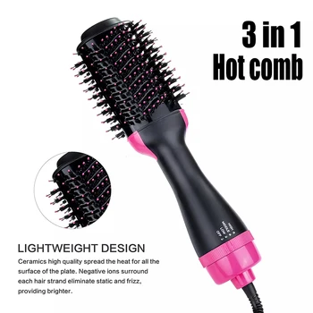 

One Step Hair Dryer & Volumizer Salon Hot Air Paddle Styling Brush Negative Ion Hair Straightener Curler hair dryer brush