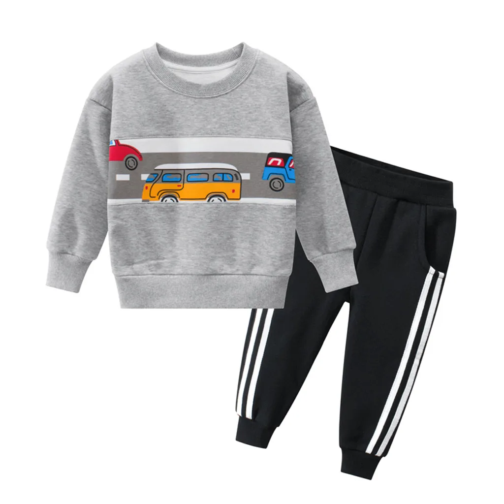 Одежда для маленьких мальчиков; свитер; пуловер с героями мультфильмов; рубашка; топы; брюки; комплект повседневной одежды с длинными рукавами; сезон осень-зима