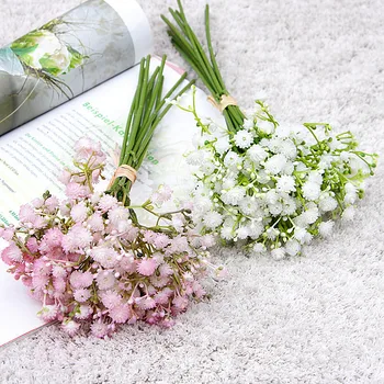 

10Pcs/lot Luxury Babysbreath soft plastic Artificial hand flower fake plants for wedding decoration flower arrangement supplies