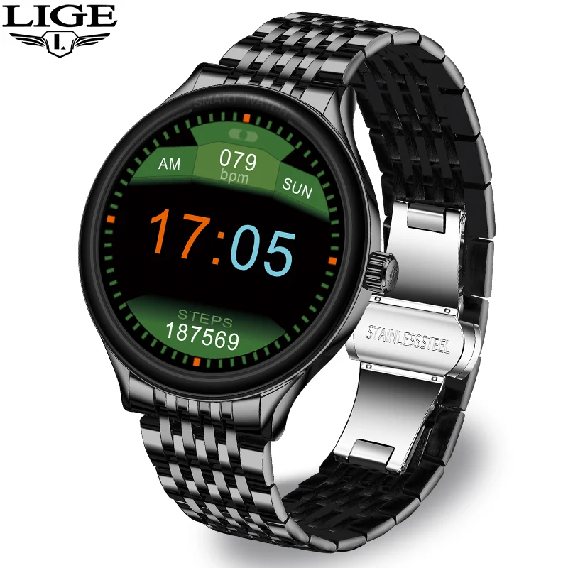 

LIGE New 2020 Smartwatch heart Rate blood pressure Fitness tracker IP67 waterproof Sports watch For Android iOS smartwatch +Box