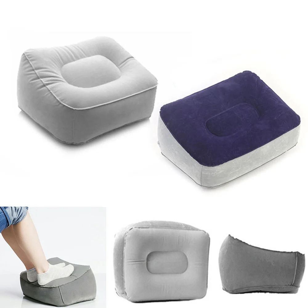 Durable Inflatable Foot Rest 2 Color Plane Flights Office Reduce DVT Risk Inflatable Foot Pillow Comfortable PVC Flocking Train
