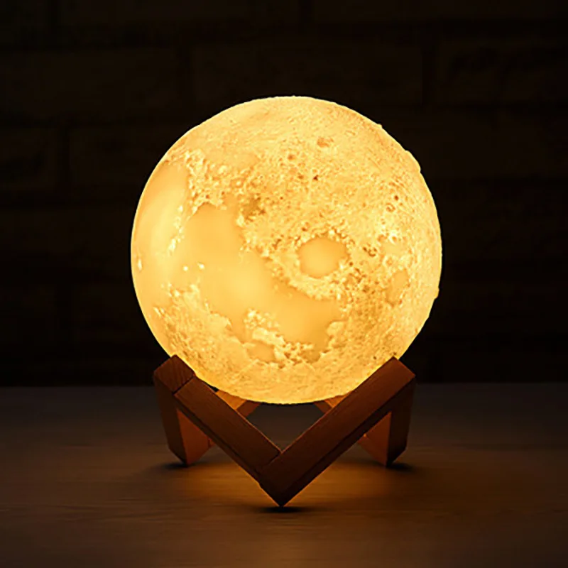 1 шт. Перезаряжаемые лунный свет Ночной светильник сенсорный выключатель 3 цвета Изменение 3D печати лампы Moon Спальня книжный шкаф креативный ночной Светильник s