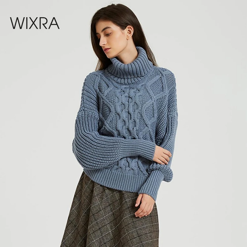 Wixra Womens Sweaters 2019 Autumn Winter Tops Turtleneck Sweater Women Thick Warm Pullover Jumpers Knitted | Женская одежда