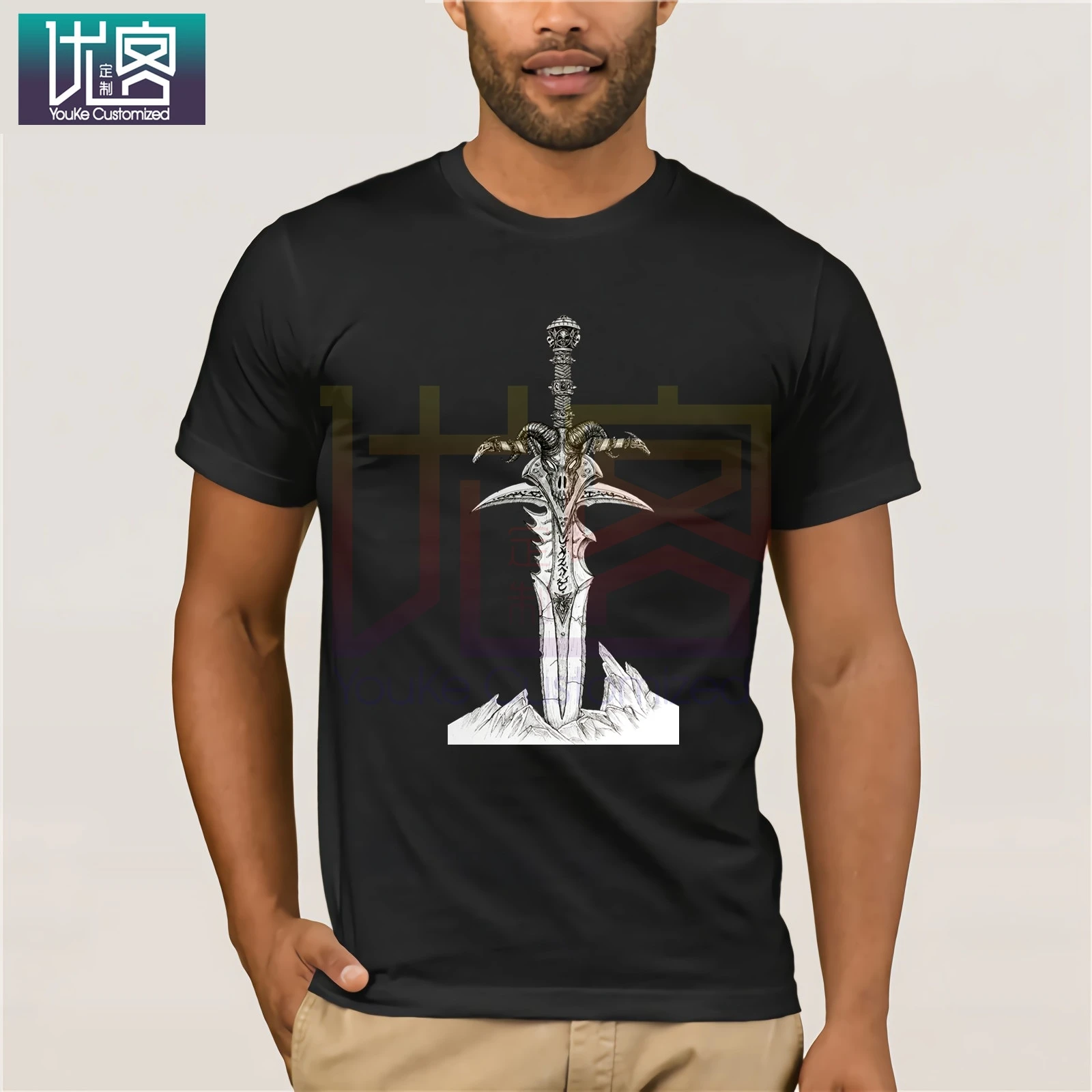 Футболка World of Warcraft Frostmourne Hungers Art популярная футболка с круглым вырезом 100% хлопок