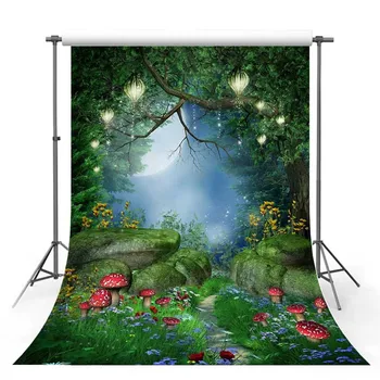 

TAIBO Vinyl Background Photography Fairy Tale Forest World Background Mushrooms and Flowers Photo Studio Backdrop