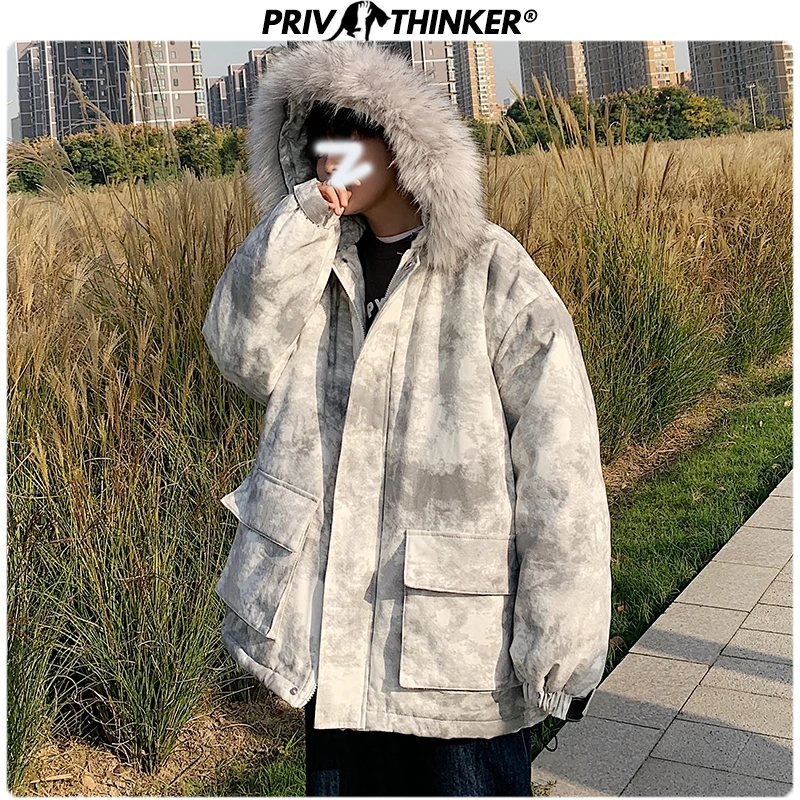 Privathinker, Мужская камуфляжная куртка Harajuku,, зимняя парка с капюшоном, пальто, Мужская теплая куртка, Мужская утолщенная модная уличная зимняя куртка