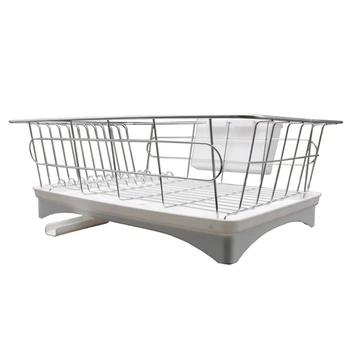 

2-Tier Dish Drying Rack Stainless Steel Dish Rack with Drainboard Swivel Spout 72XF