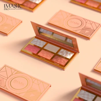 

IMAGIC Powder Palette Shimmer Face Contour Highlight Blush Palette Makeup 6 Color Highlighter to Brighten Skin