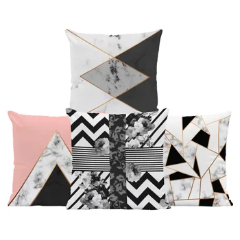 

Fashionable Popular Geometric Cushion Cover Marble Texture Mountain Symmetrical Living Room Decoration Pillowcase Velvet Pillow