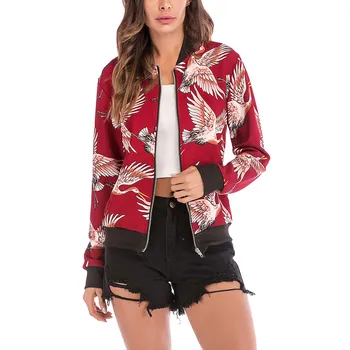 

Plus Size Female Coat Jackets Retro Floral Printed Ladies Autumn And Winter Zipper Overcoat Top Long Sleeve Outwear Clothes