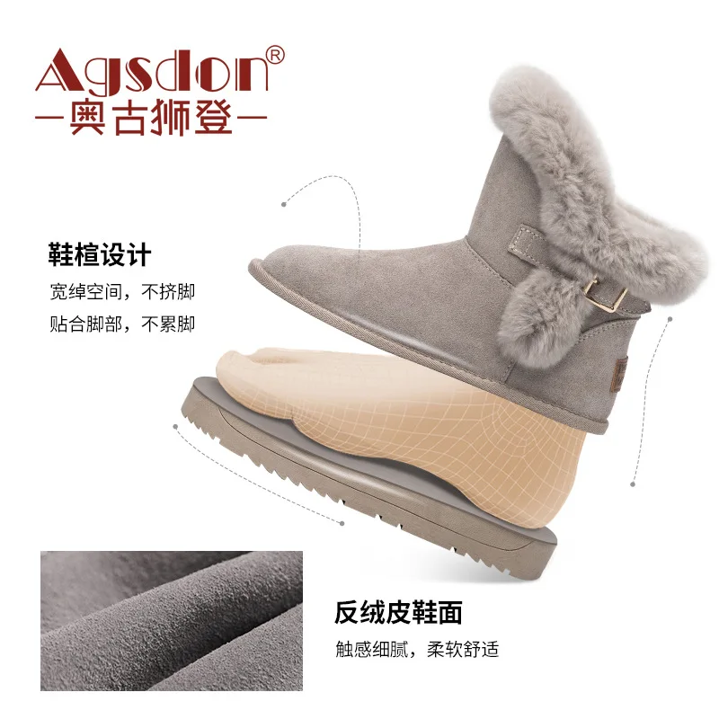 

Genuine Leather Snow Boots Women's Winter 2019 Short Autumn And Winter Short Boots Korean-style Solid Color Waterproof Casual pl