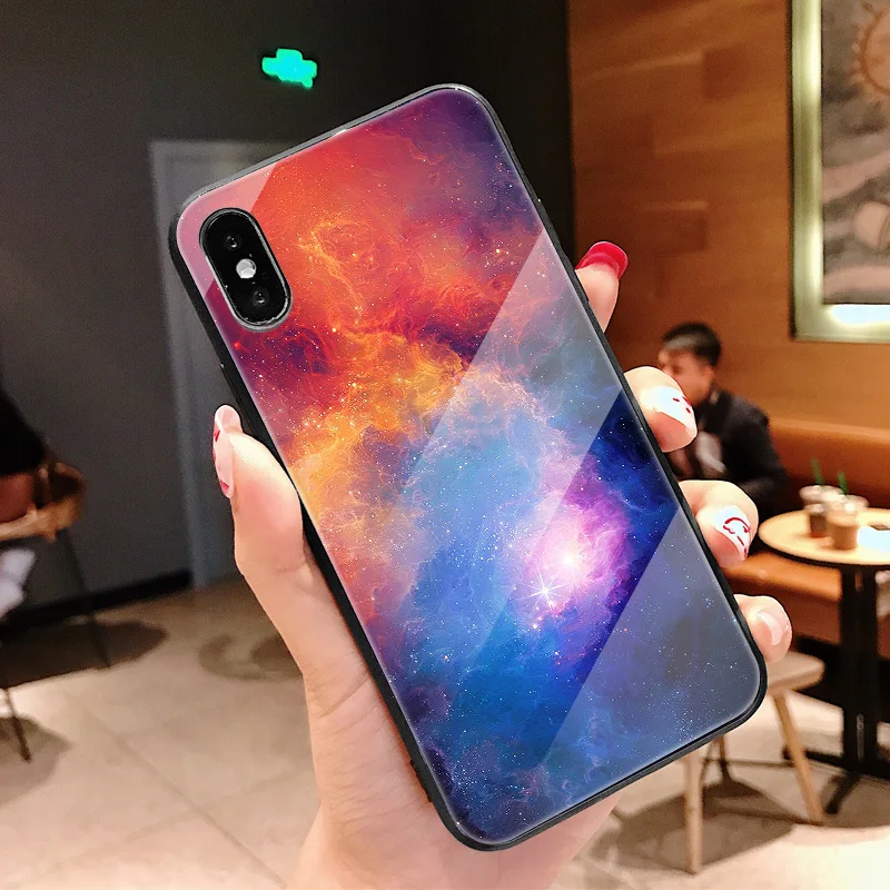 Силиконовый чехол для iPhone X, чехол, стеклянный чехол, задняя крышка, чехол для iPhone X, полная защита, цветок, мультяшный элемент