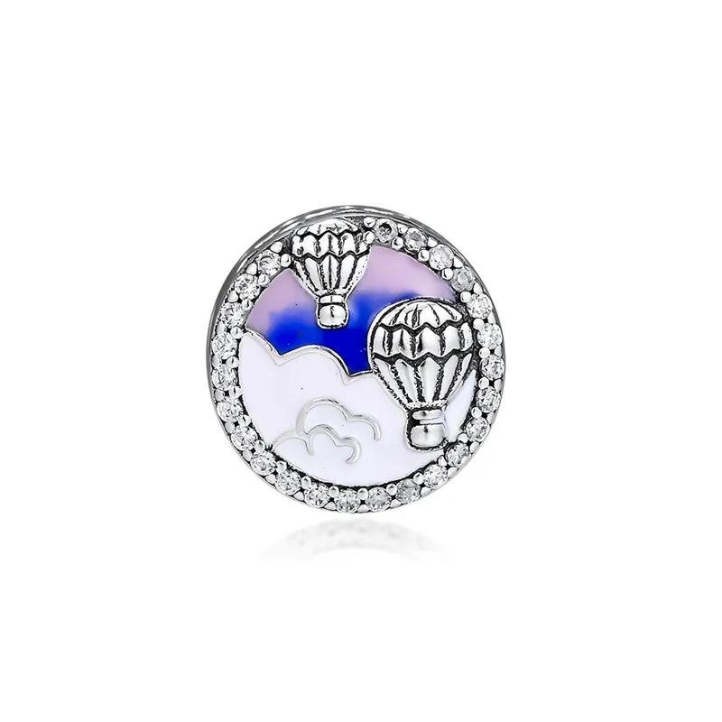 

AIR BALLOON BUTTON CHARM Love Travel Fits European Silver Bracelets Woman DIY 925 Silver Beads For Jewelry Making