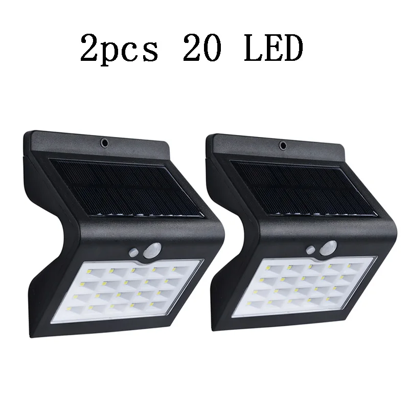 20/30 LED Solar Light 3 Modes Outdoor Waterproof 4pcs Solar Power Wall Lamp PIR Motion Sensor Energy Saving Garden Yard Lamps - Испускаемый цвет: 2pcs 20 LED