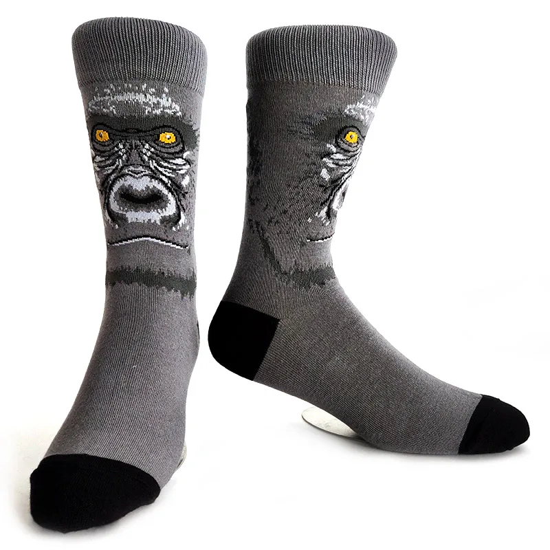 Men's Novelty Fun Graphic Cotton Socks - Unique Designs: Poker, Corgi, Frog, Burger, Piranha, Wolf, Avocado, Eagle