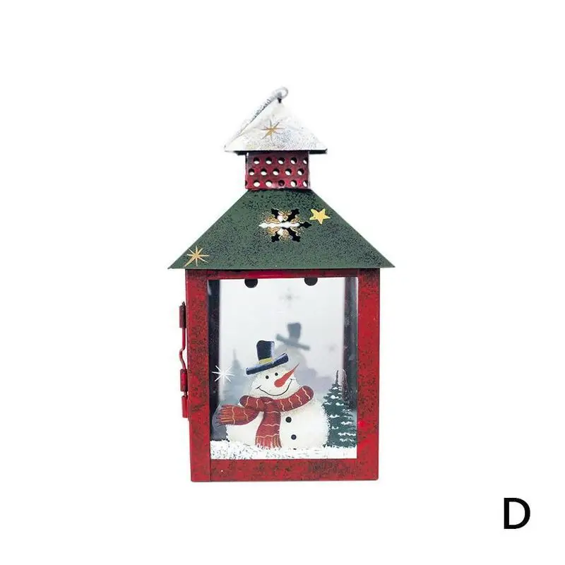 1 шт., Рождественский ветрозащитный подсвечник, ретро Санта Клаус, Декор, рождественский подарок, кованый подсвечник, подарок на год - Цвет: D