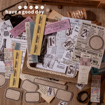 

40pcs Vintage Material Pack Bullet Journal Decorative Stickers Scrapbooking Stick Label Diary Album Stickers with Material Paper