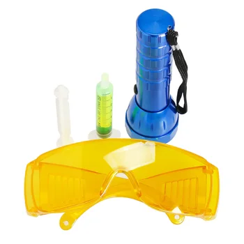 

Leak Detector Flashlight Fluid Gas Black Light&Safety Glasses Detection