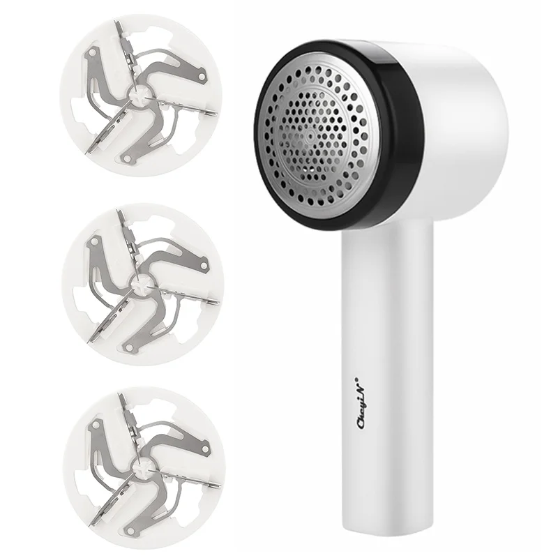 Removedor de pelusa recargable, afeitadora de ropa inalámbrica, tela para Jersey de acero inoxidable, cortador de pelusa, 3 cabezales de repuesto