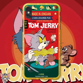 

Funny Cute Cartoon Tom Jerry Phone Case For iPhone X XR Xs Max 8 7 6 6s Plus Cartoon Cat Mouse Soft TPU Silicone Protection Case